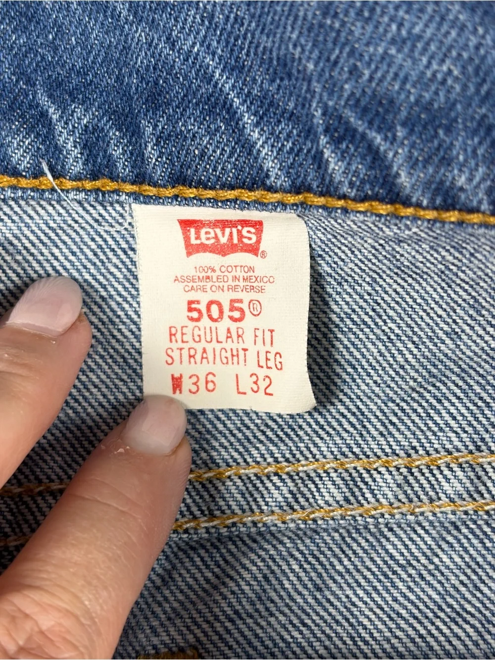 Vintage Levis Jeans Mens 36x32 Blue 90s Orange Tab 505 Straight leg Made Mexico
